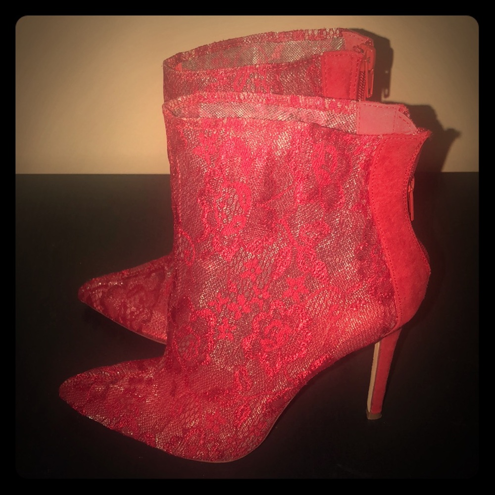 Sexy Red Lace Booties